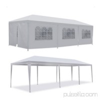 Zimtown 10'x30' canopies Outdoor White Canopy Screen Sun Shelters Houses Gazebos with 8 Removable Sides Sidewalls for BBQ Carport(with 6 sidewalls and 2 doors White)   